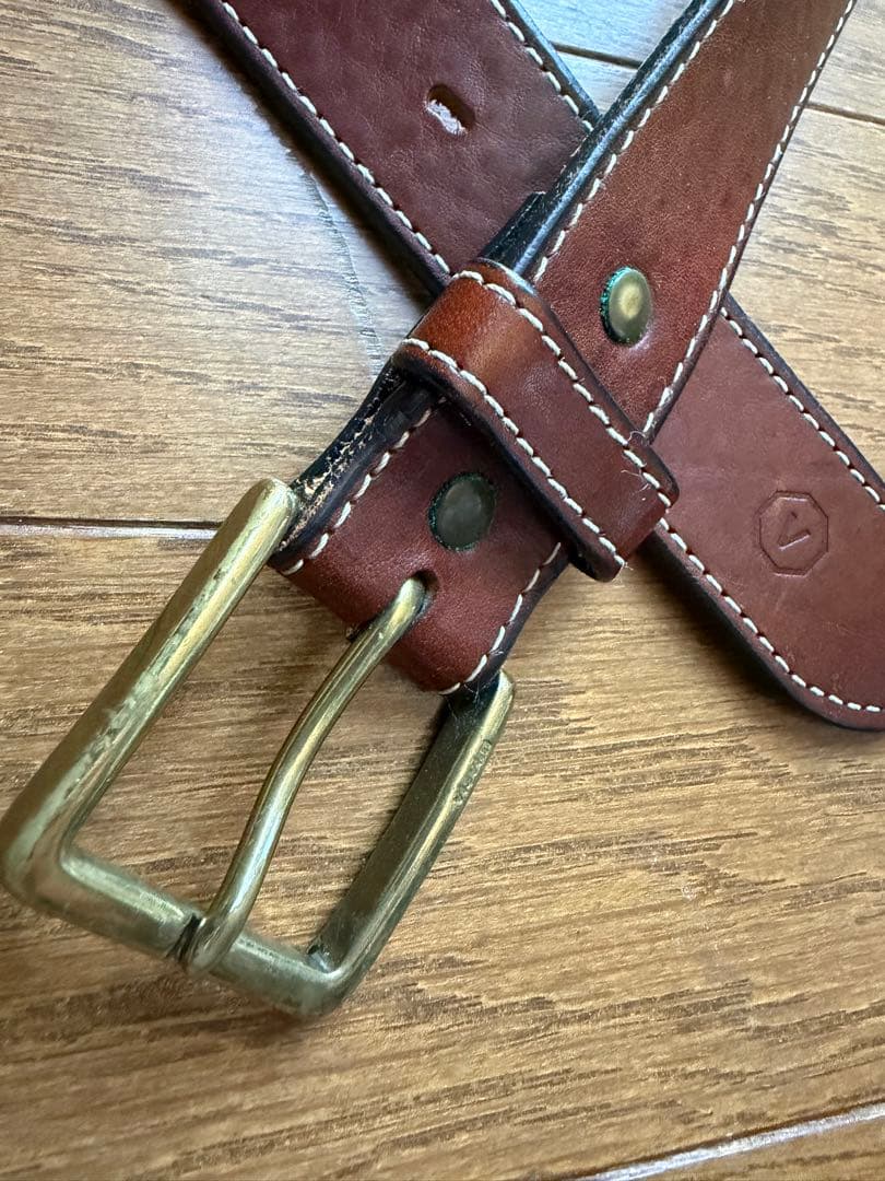 visvim レザーベルト ブラウン ステッチ 刻印