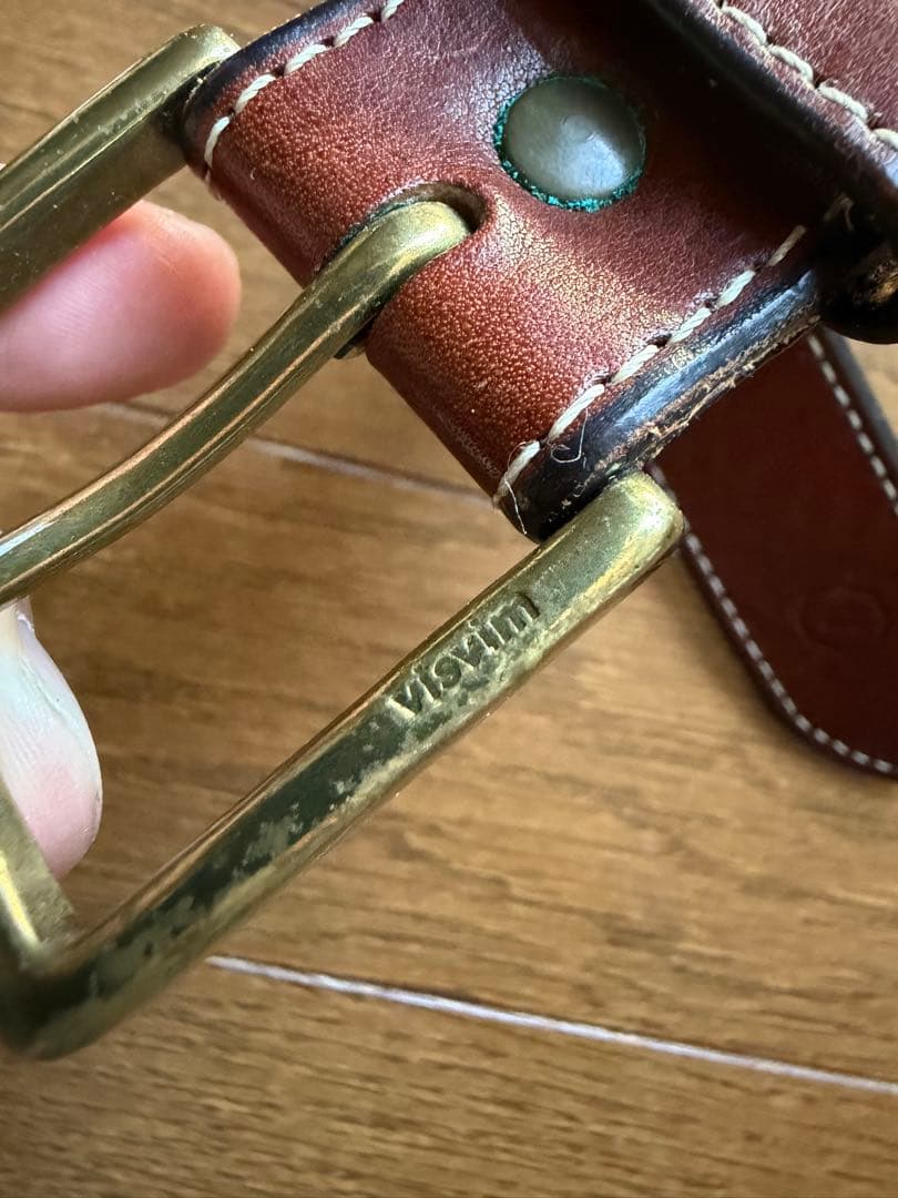 visvim レザーベルト ブラウン ステッチ 刻印