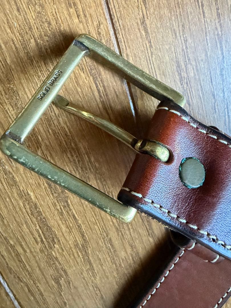 visvim レザーベルト ブラウン ステッチ 刻印
