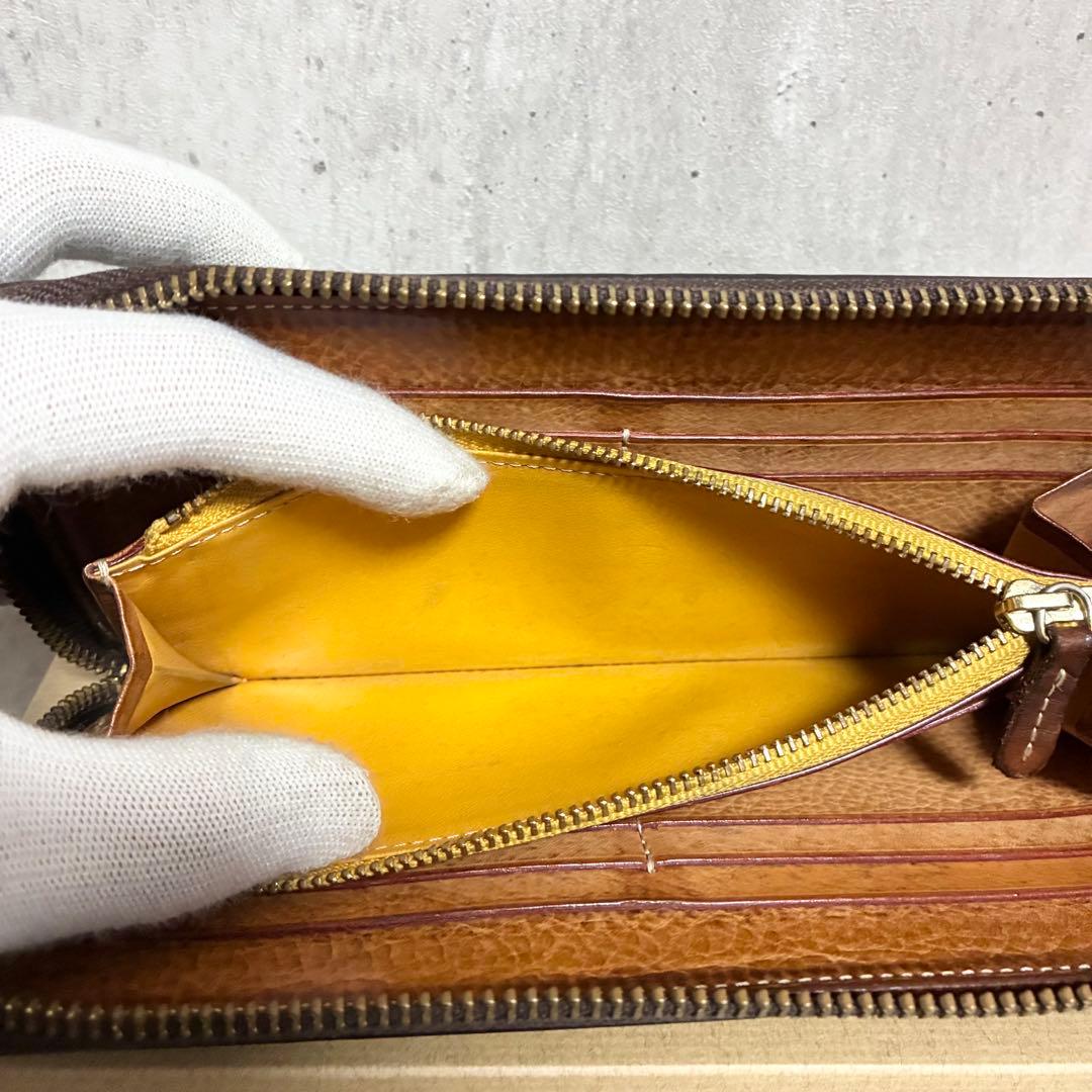 【美品】GANZO ガンゾ ラウンドファスナー 長財布 ダークブラウン