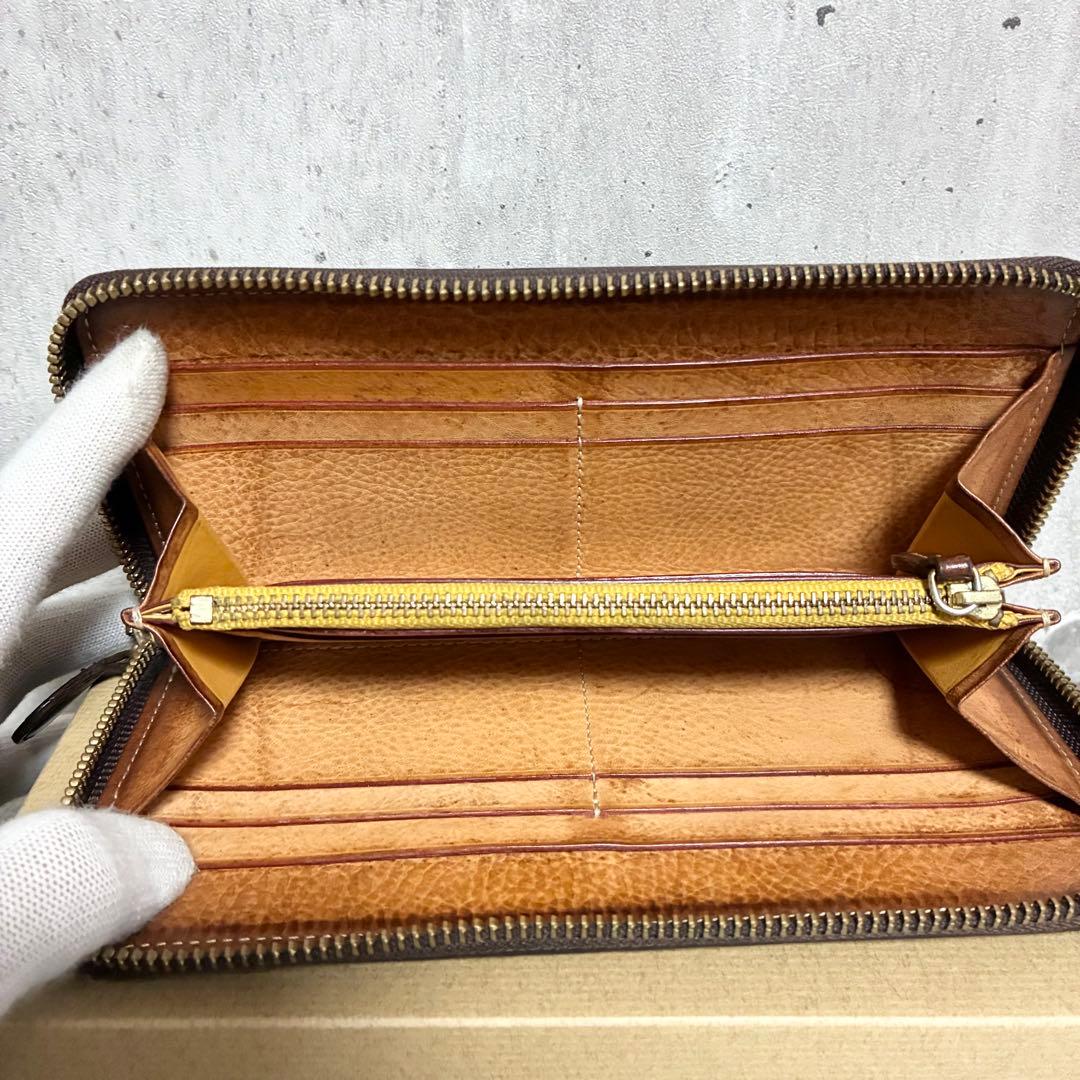 【美品】GANZO ガンゾ ラウンドファスナー 長財布 ダークブラウン