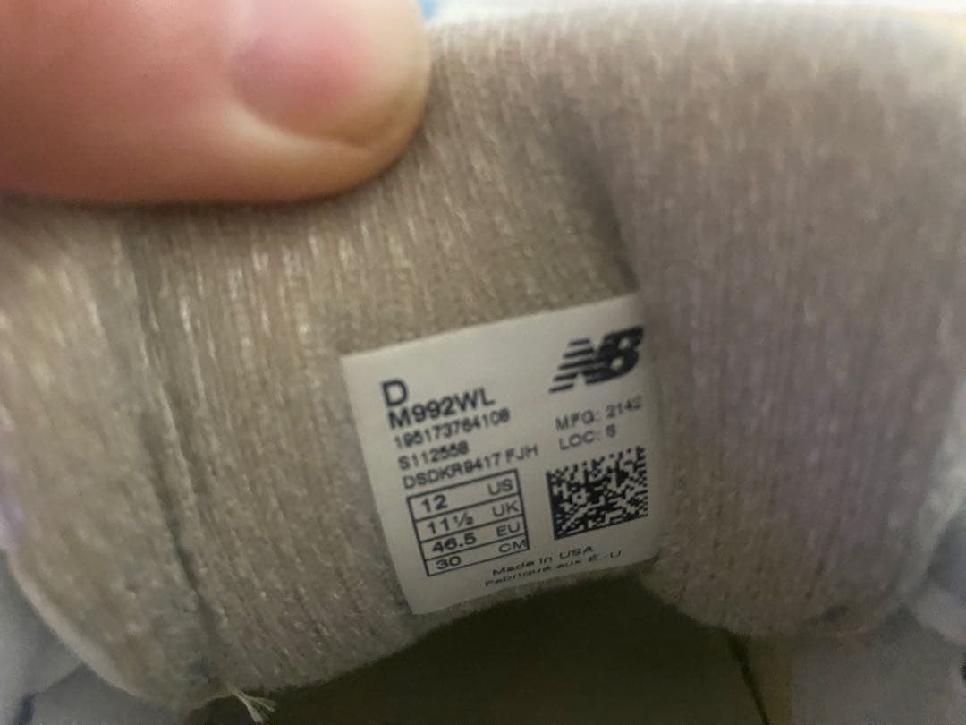 new balance 992WL ホワイト/シルバー レザー