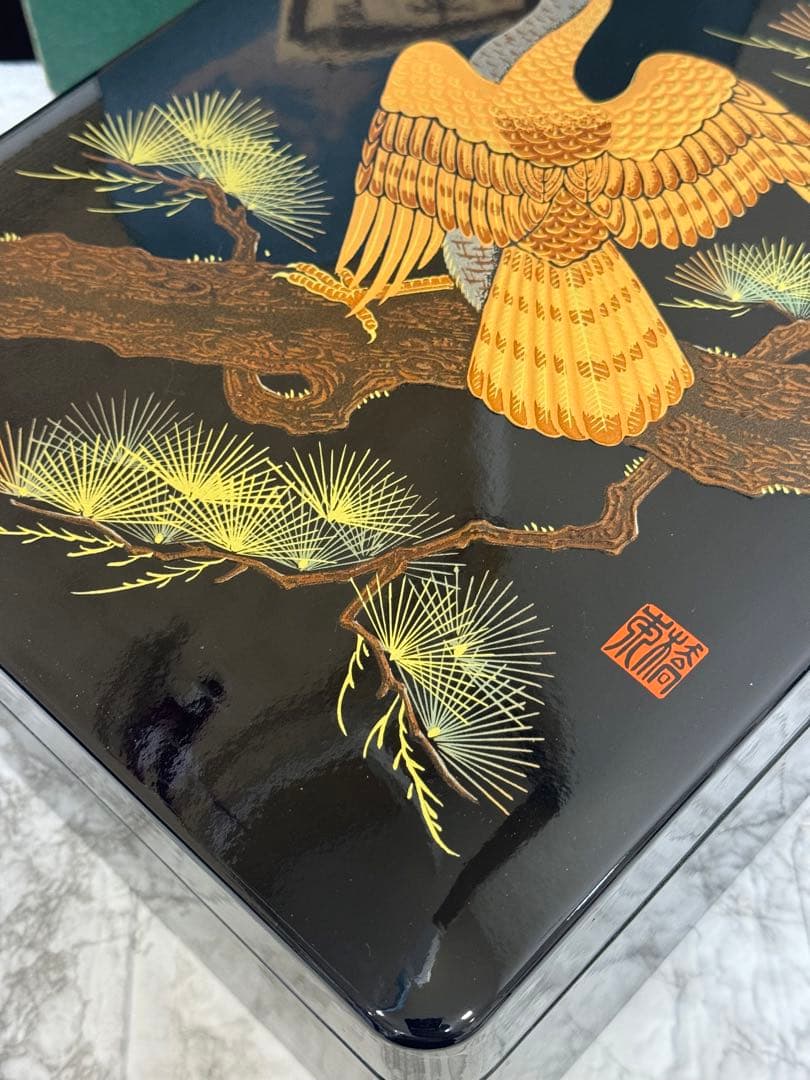 【極美品】橋本漆芸 本蒔絵 漆器 文箱 高級伝統工芸品　鷹がすごい