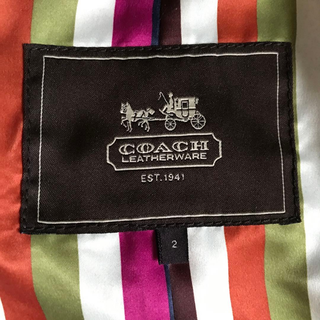 金ボタン✨COACH コーチ トレンチコート 裏地マルチカラーストライプ