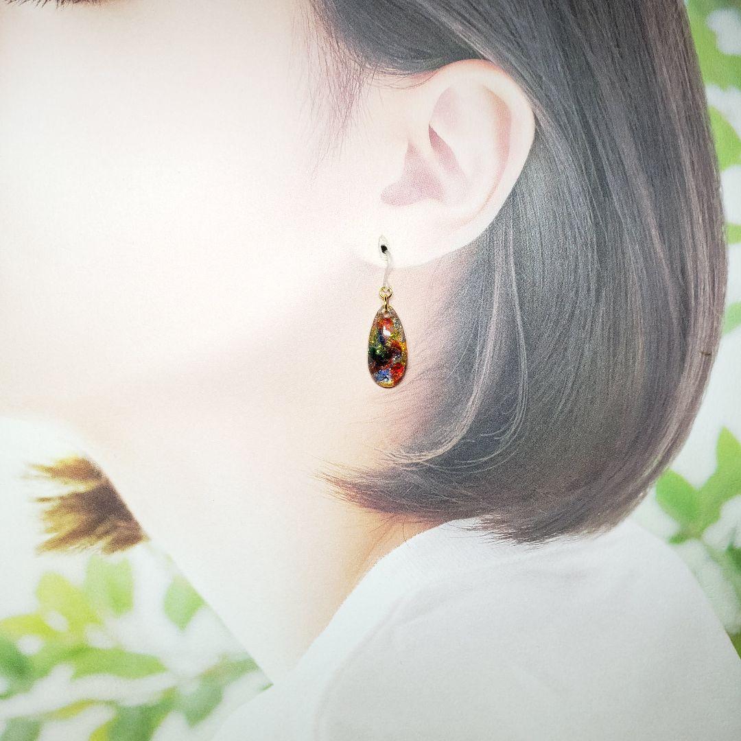 No.622-C　琉球ガラス・カラフルMIX☆レジン☆ピアス・イヤリング