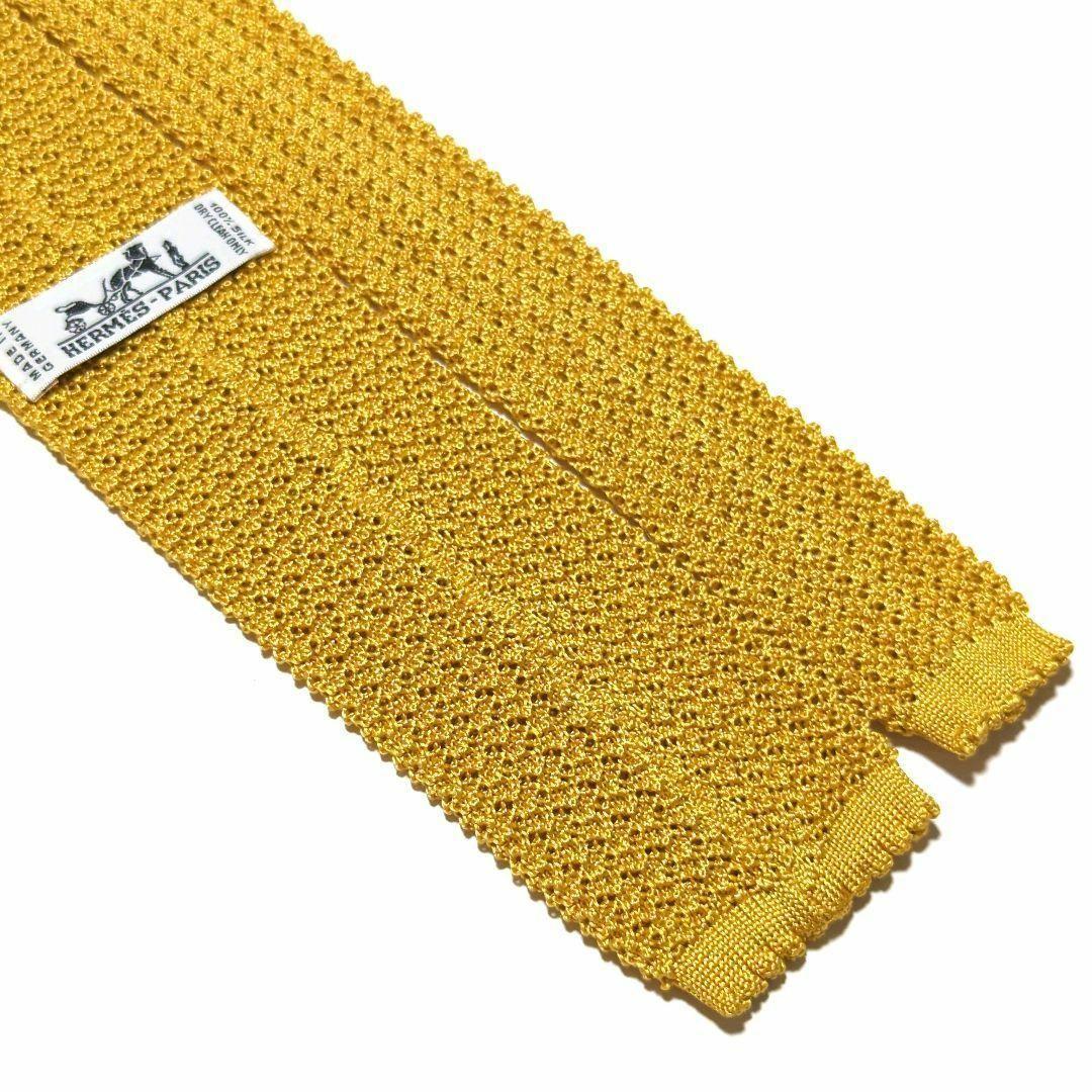 美品 エルメス ネクタイ ニットタイ 無地 ワンポイント Hロゴ ハイブランド