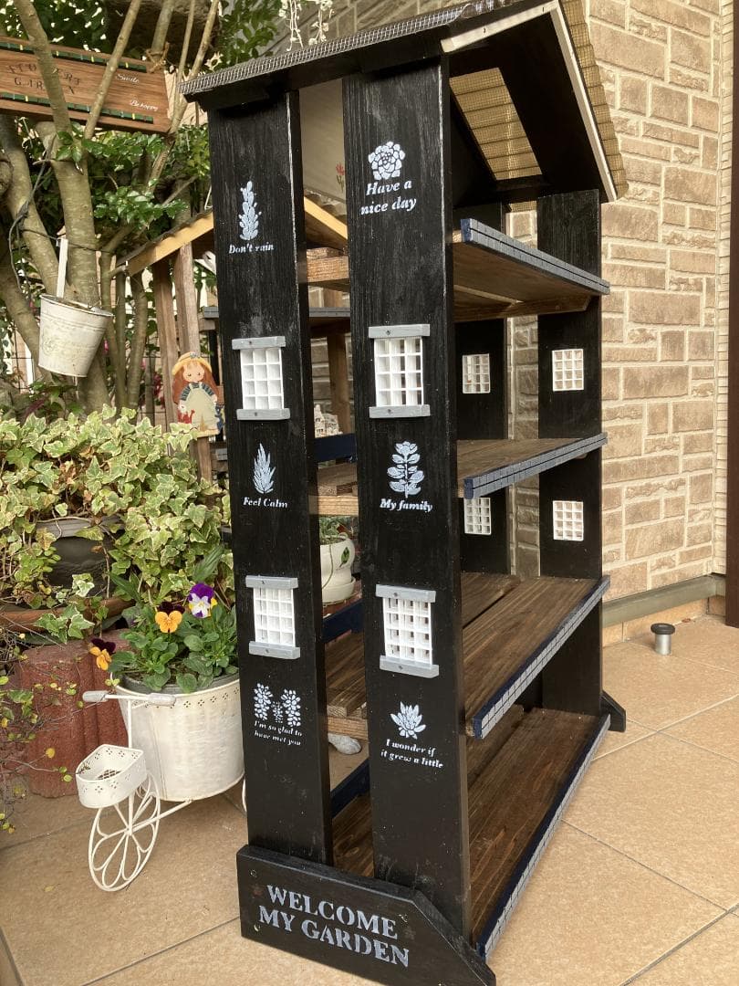 No9 sawa商品　三角屋根の簡単移動棚4段