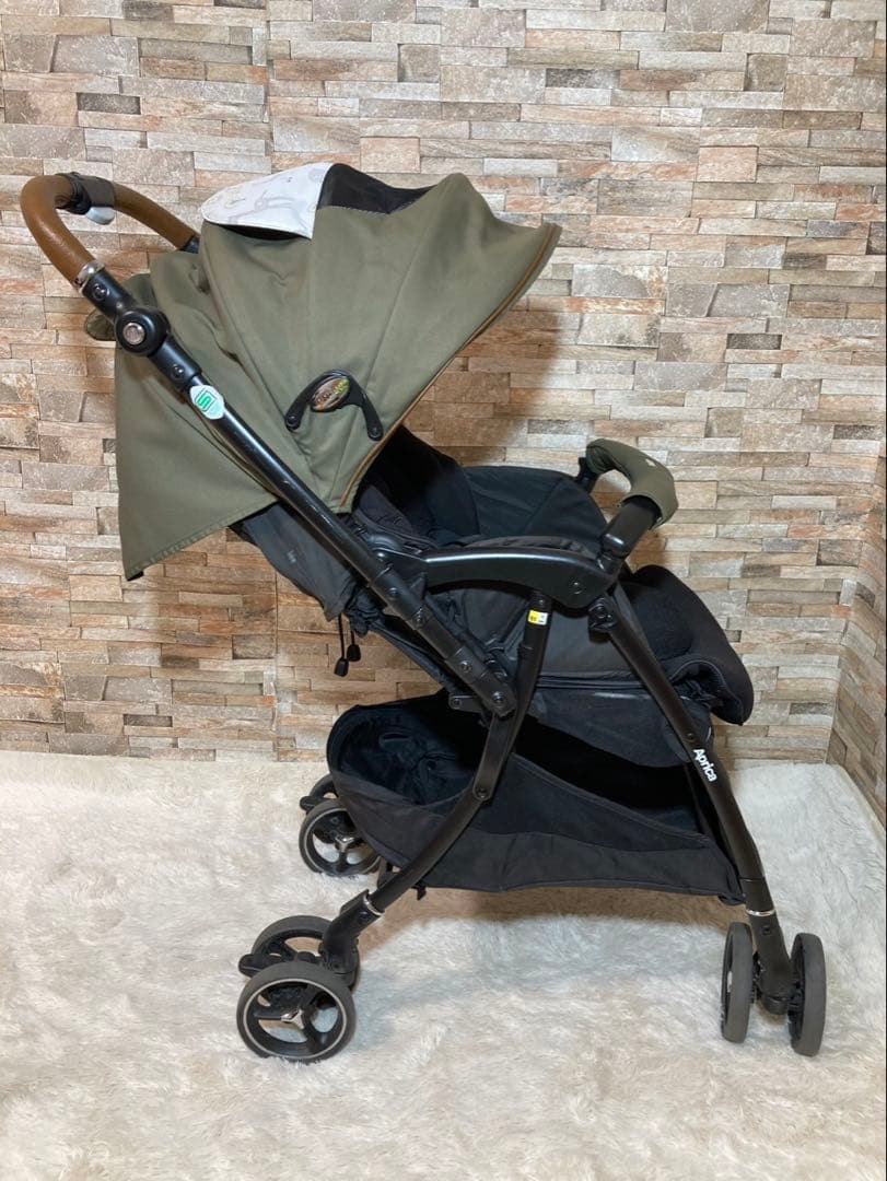 Aprica ラクーナビッテクッション　ベビーカー カーキ　レザー　アニマル