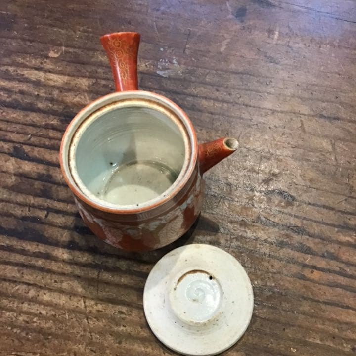 小野窯　赤絵唐人画急須　江戸時代　九谷焼