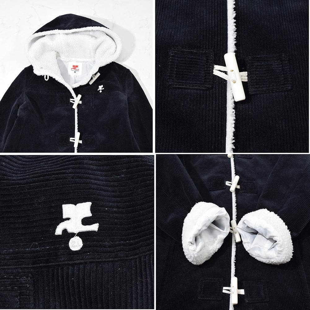 00s y2k クレージュ courreges コーデュロイ ダッフルコート 紺