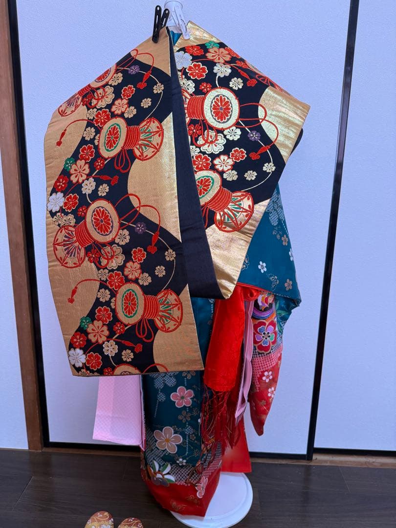 七五三 7歳　お着物　フルセット　グリーン