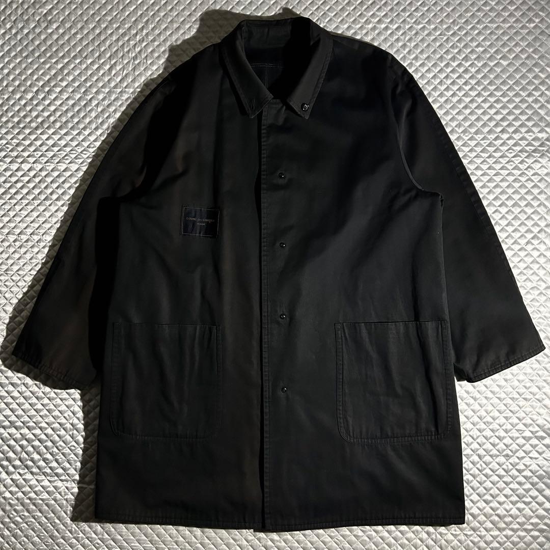 80s AD1988 ARCHIVE リバーシブルチェックステンカラーコート 黒