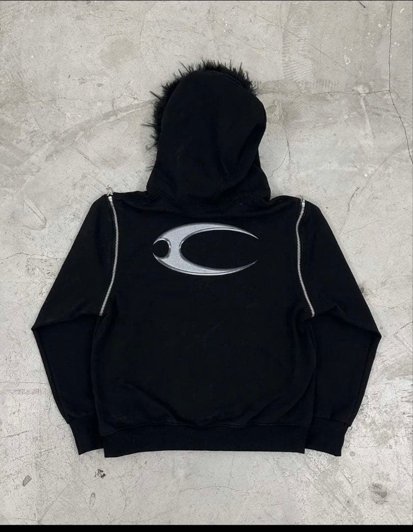 タグ付き COZY WORLDWIDE ファーフードジップパーカー ブラック M