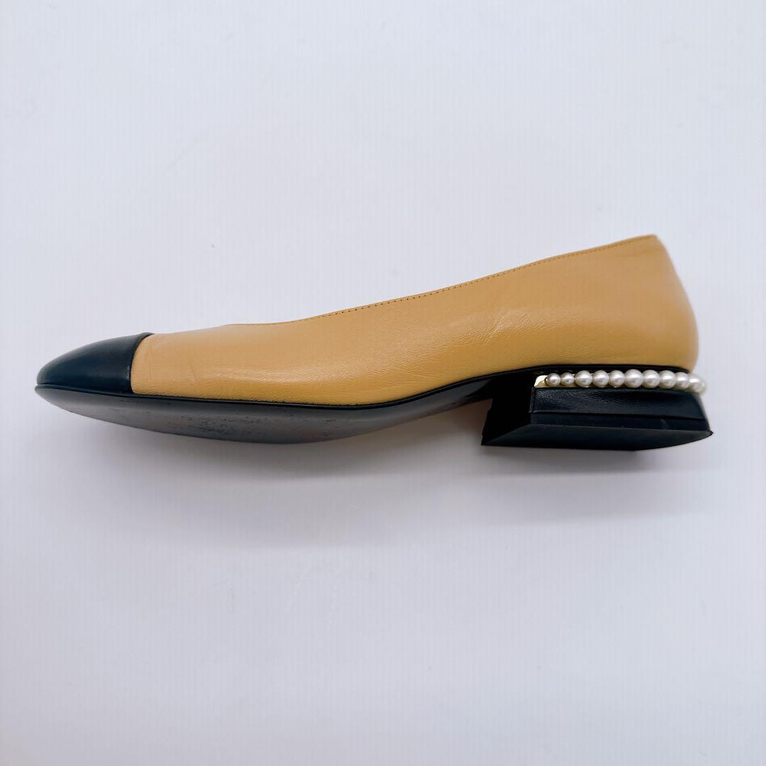 CHANEL シャネルバレエシューズ 38ベージュ/ブラック ココマーク