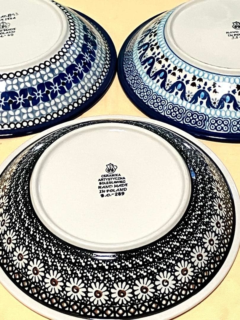 ポーランド食器★ポーリッシュポタリー スープパスタ皿3枚セット