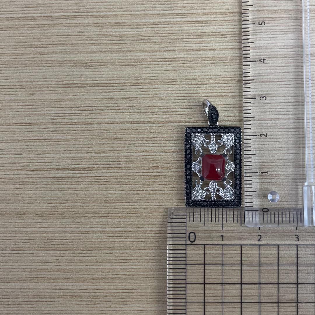 K18WG サンゴ ダイヤモンド ペンダント