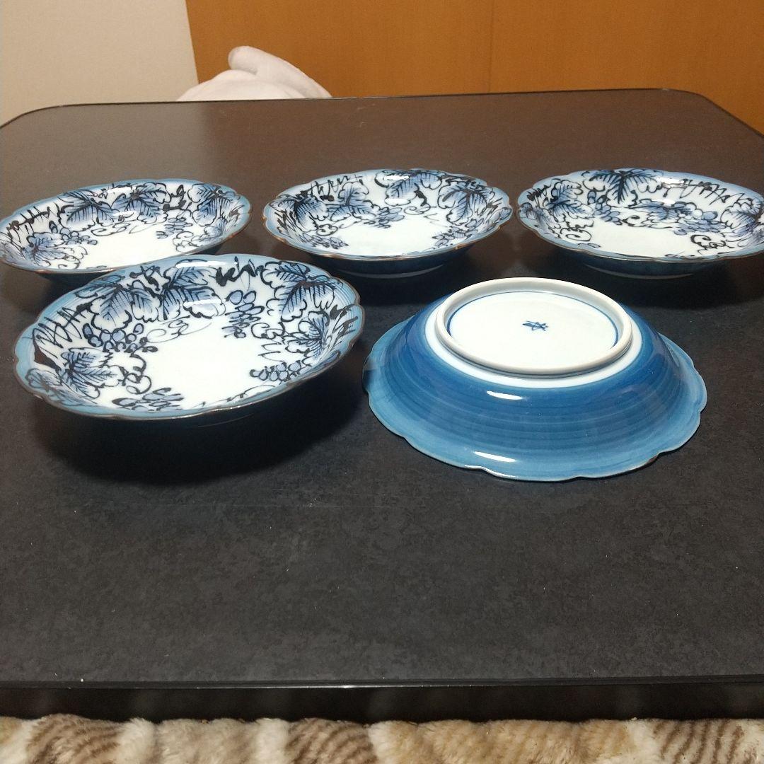 有田焼波佐見焼　林九郎窯　和皿揃 ブドウ柄