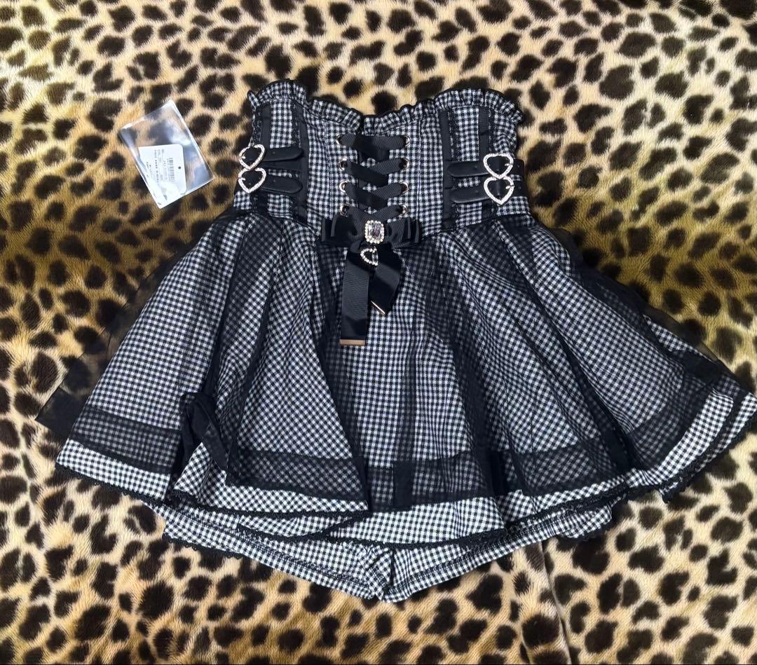 リズリサ レースアップコルセットライクスカパン ブラックチェック