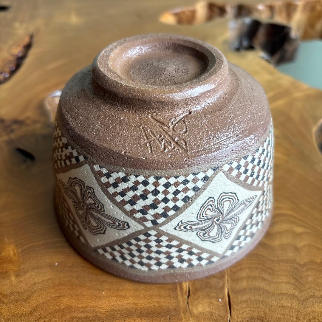 瀬戸市無形文化財 水野教雄 練込 抹茶碗 茶道具 共箱(136)