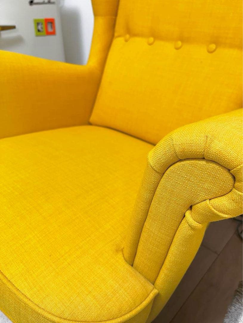 【送料込】IKEAウィングチェア/イエロー/ストランドモン STRANDOMON