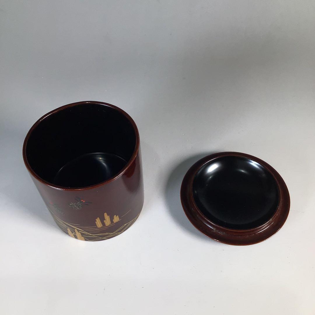 Ｎ９６９　棗　『長谷川恵史作』『溜塗』『蛍蒔絵』『金輪寺棗』　共箱　茶道具