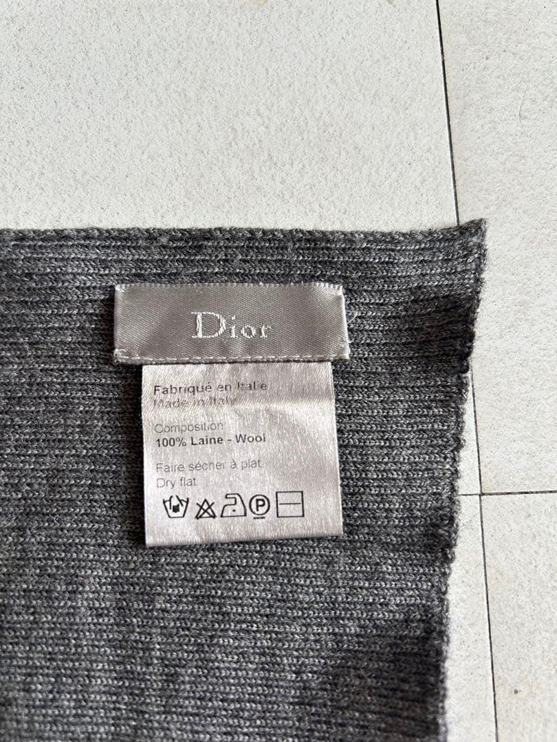 Dior グレー リブ編み マフラー