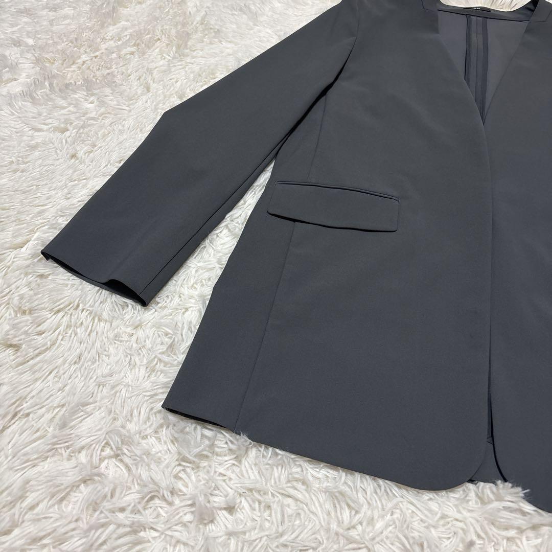 【美品】プラステ　ノーカラー　セットアップ　ハイストレッチトリコット　グレー　M