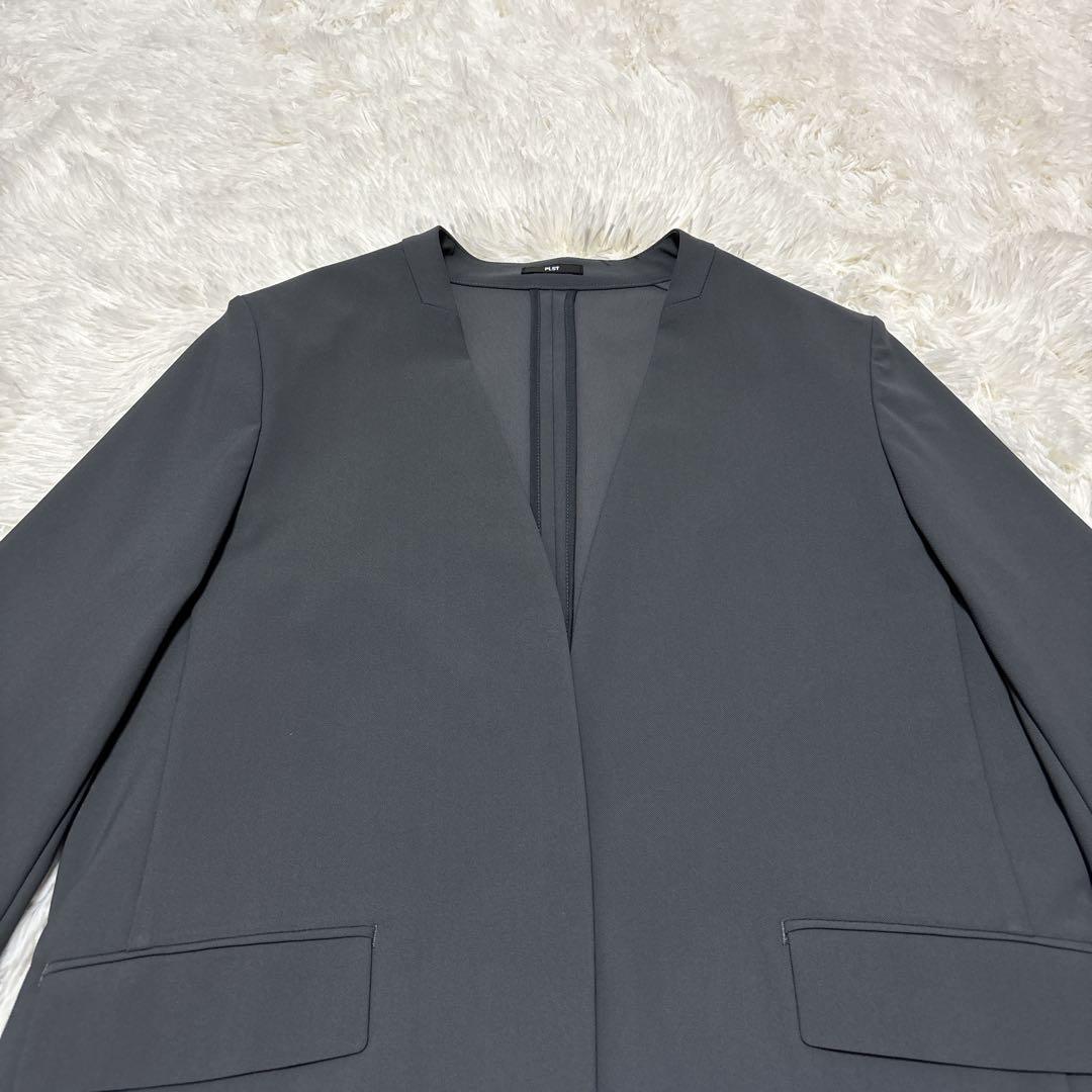 【美品】プラステ　ノーカラー　セットアップ　ハイストレッチトリコット　グレー　M