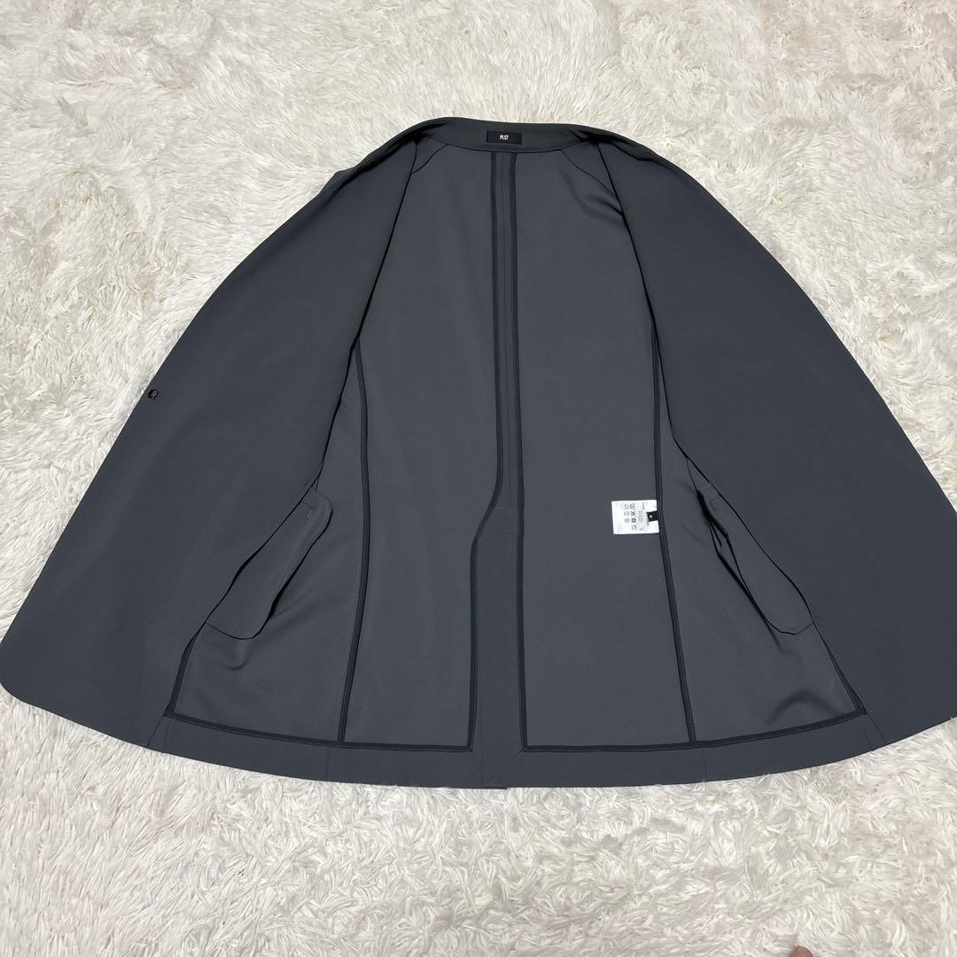 【美品】プラステ　ノーカラー　セットアップ　ハイストレッチトリコット　グレー　M