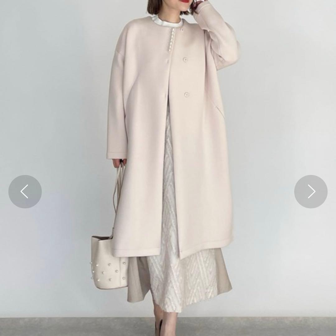 macaronron　タグ付未使用　PICCIN パール付ノーカラーコート