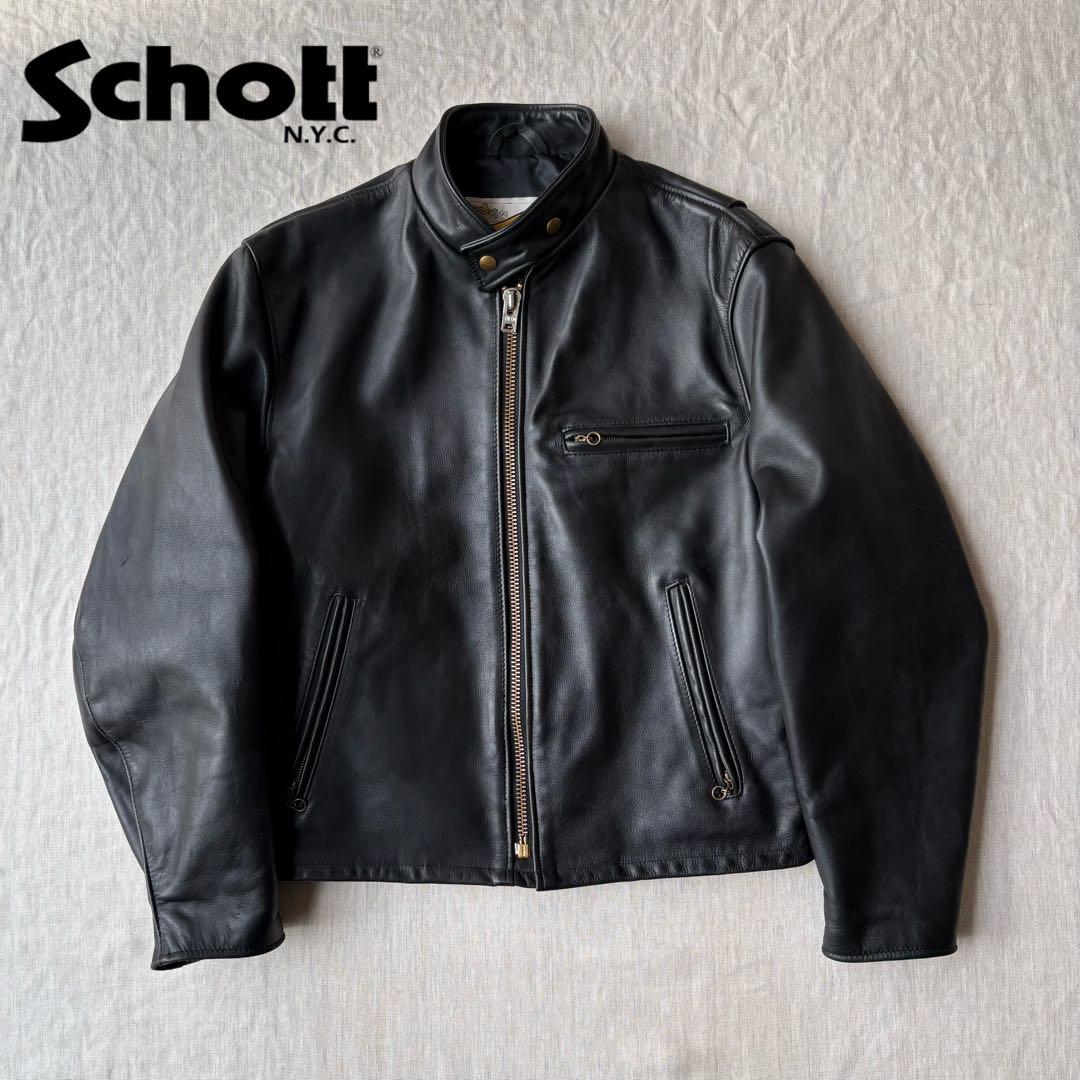 Schott シングルライダース ゴールド金具 TALONジップ 40 ショット