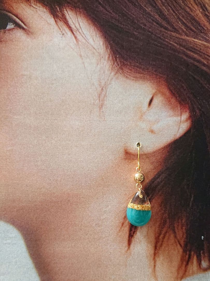 ≪138 ターコイズ≫レジンピアス 400円