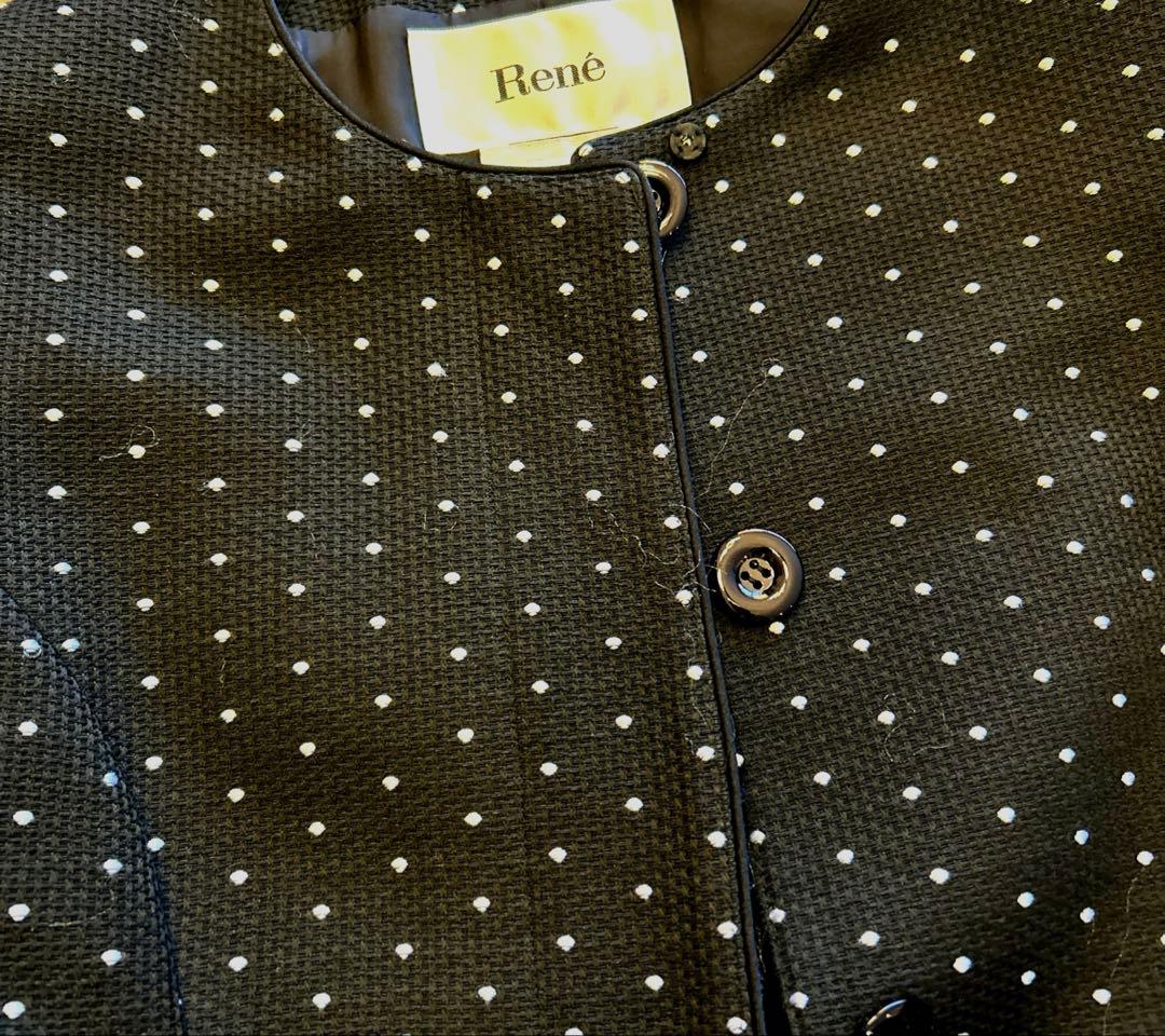 Rene ルネ ドット フィット＆フレア コートワンピース 上品 美シルエット