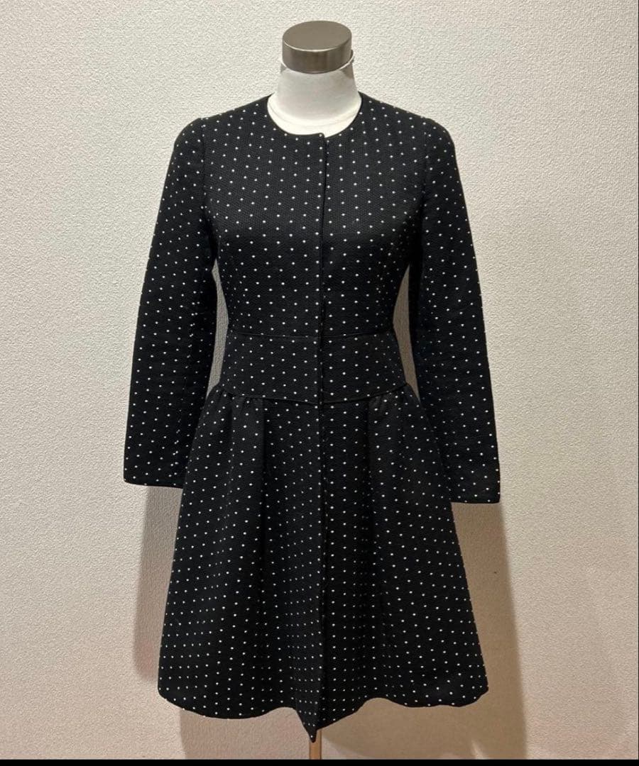 Rene ルネ ドット フィット＆フレア コートワンピース 上品 美シルエット