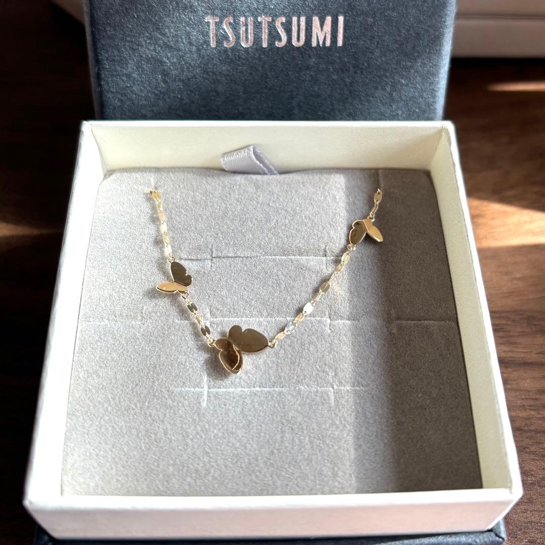 【美品】TSUTSUMI 蝶モチーフ 10金 YG ブレスレット