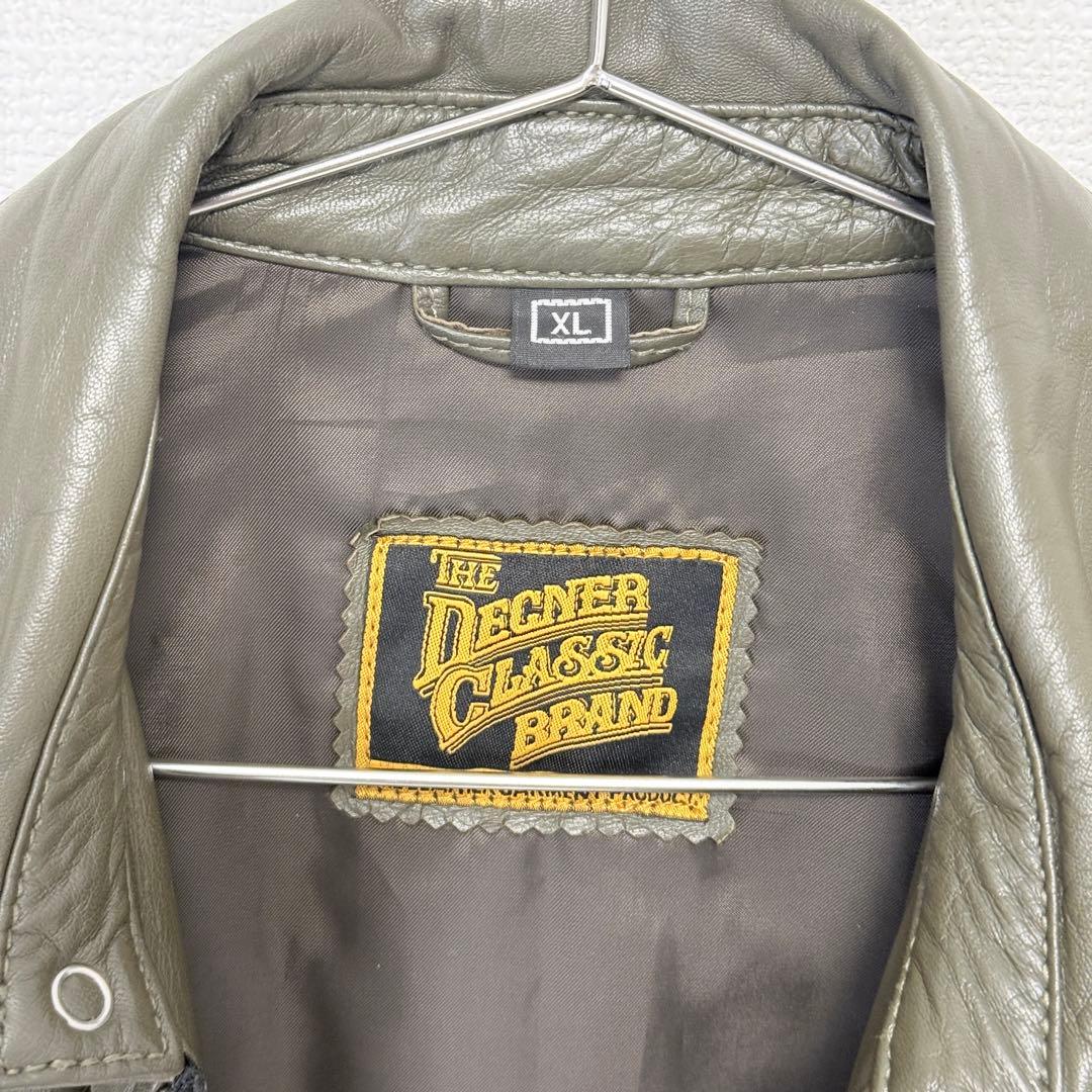 デグナー 羊革 レザージャケット XL 本革 オリーブ メンズ