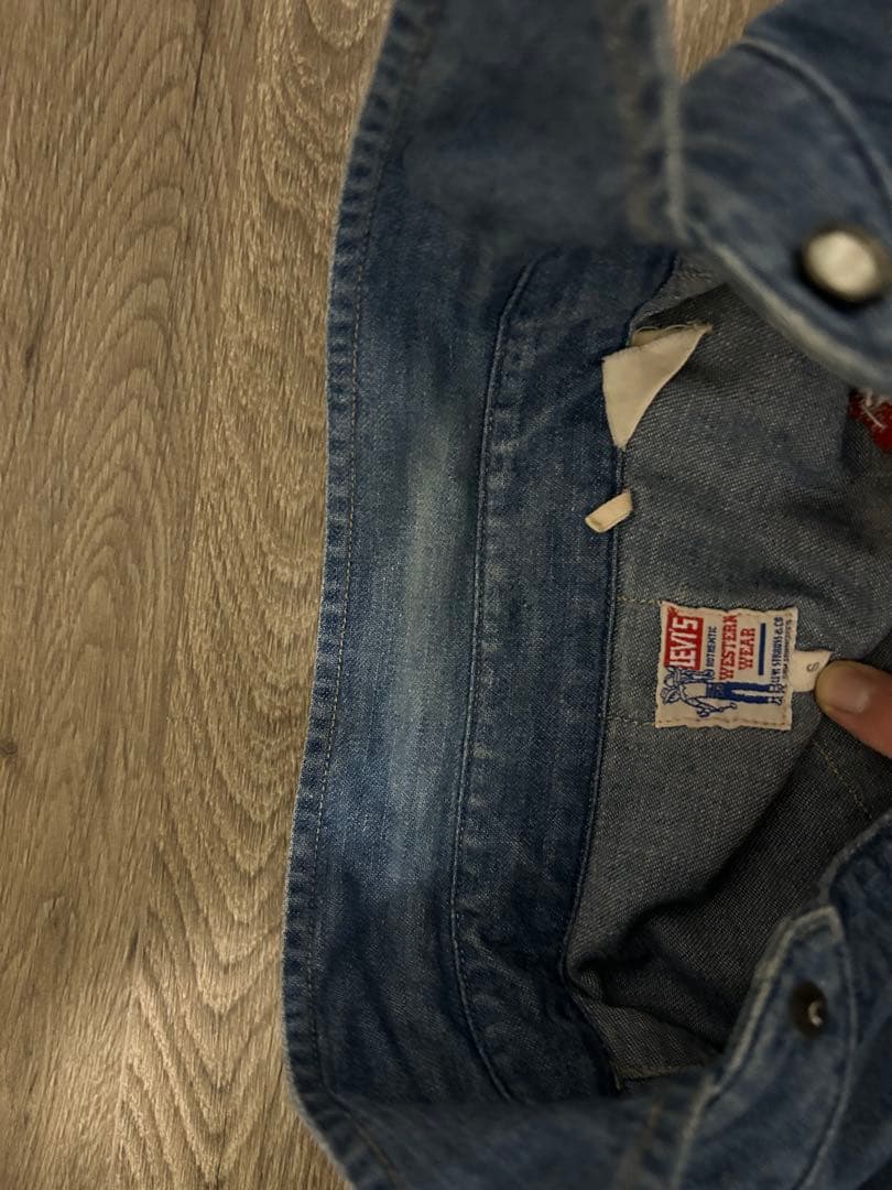 【レア】LVC デニムシャツ　きのこ刺繍　M