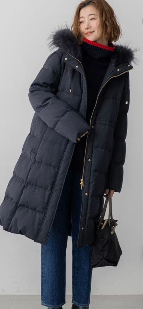 洗える】ウールカシミヤ コンビカラー オフタートル ニット