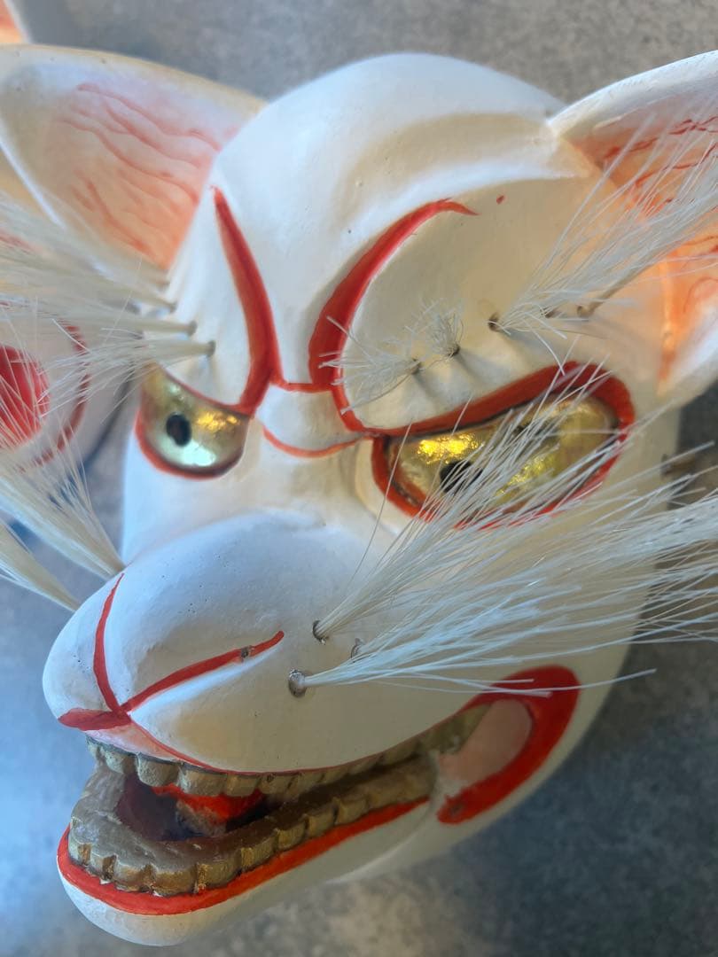 狐面（雄雌セット）木彫