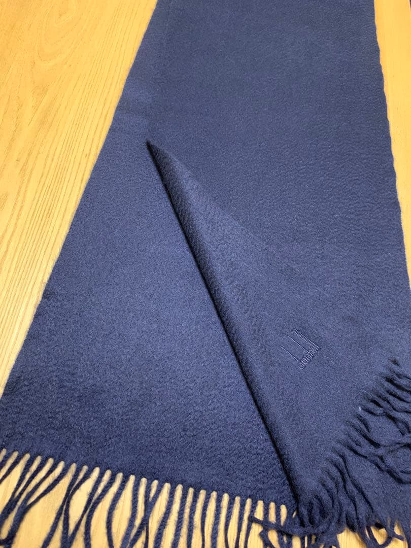 Dunhill ダンヒル マフラー 総カシミヤ　ネイビー　百貨店購入　大幅値下げ