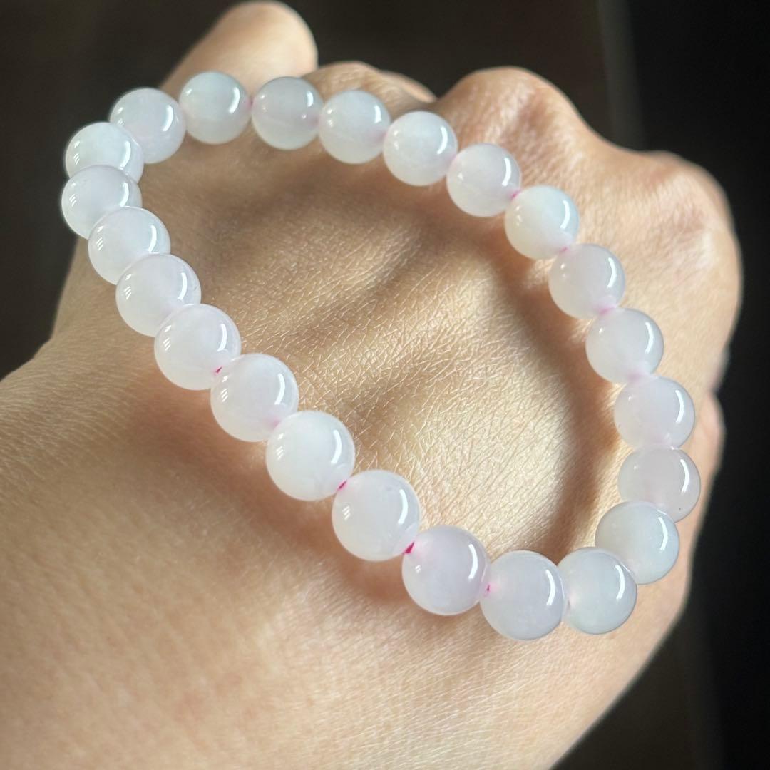 天然和田玉　ネフライト　藕粉色 淡いピンク　7.9mm ブレスレット