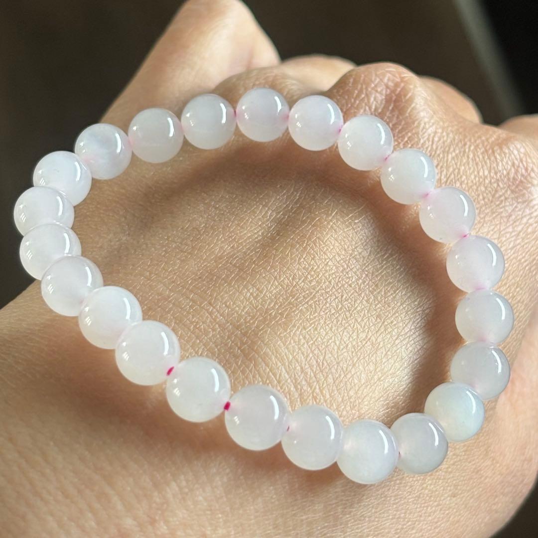 天然和田玉　ネフライト　藕粉色 淡いピンク　7.9mm ブレスレット
