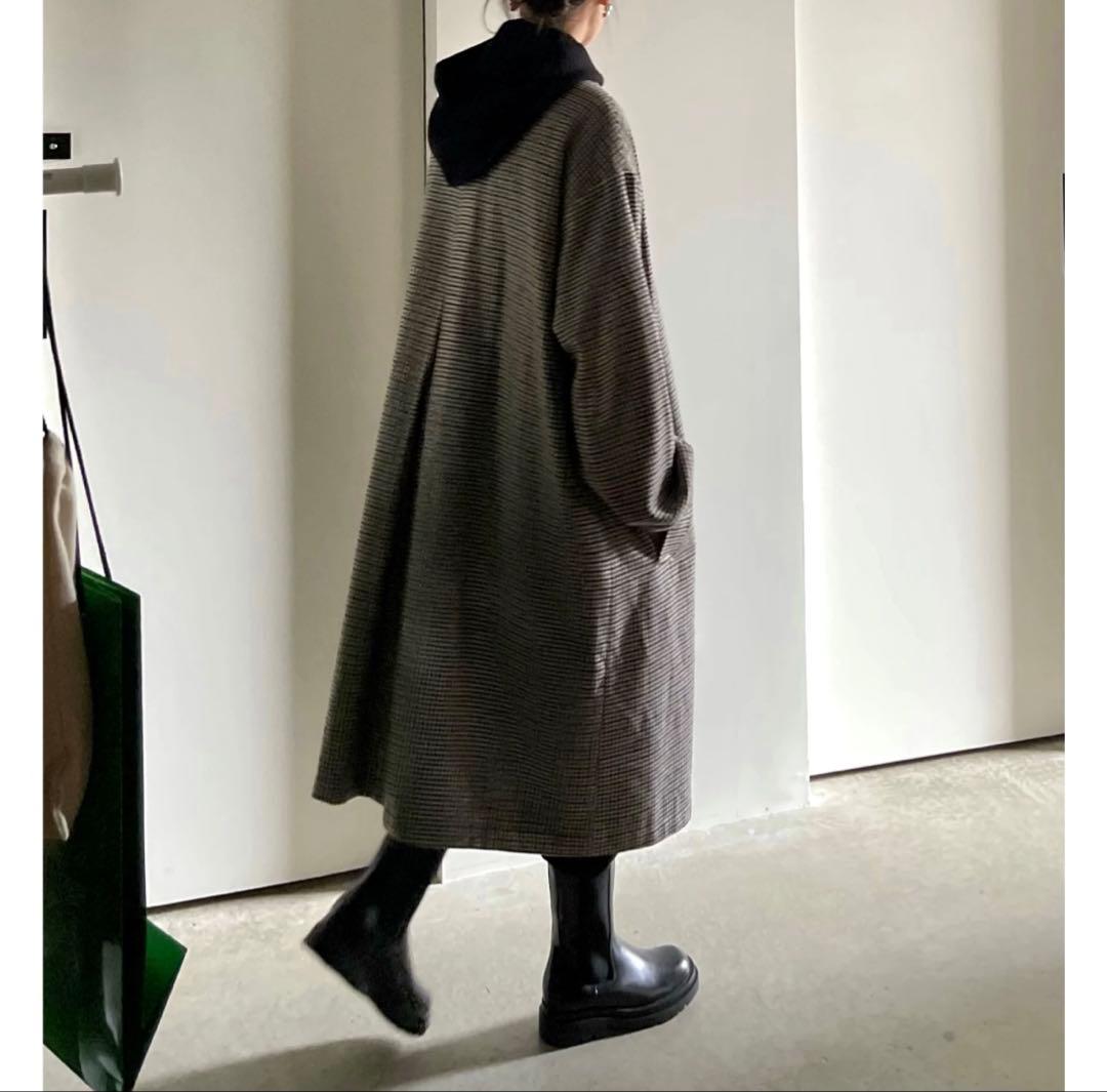 FASHIRU wool mix ステンカラーチェックコート