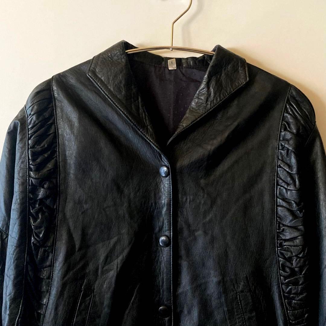 ブラック レザージャケット euro vintage 80s90s
