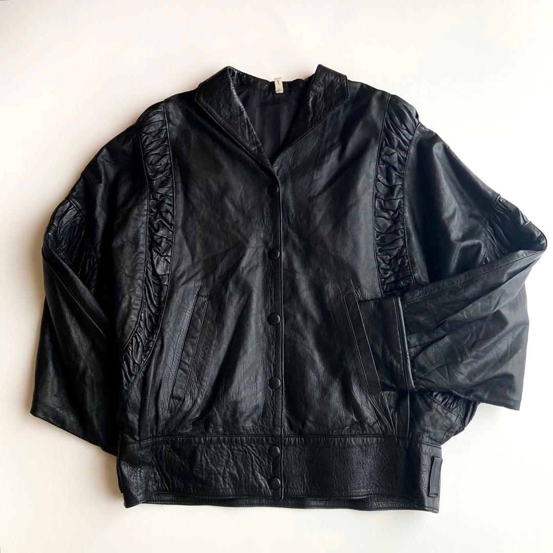 ブラック レザージャケット euro vintage 80s90s