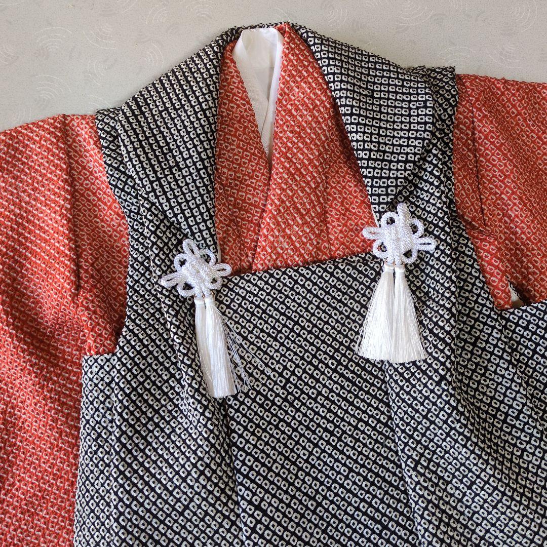 七五三小さい３歳用正絹総絞りの手縫いの着物と被布