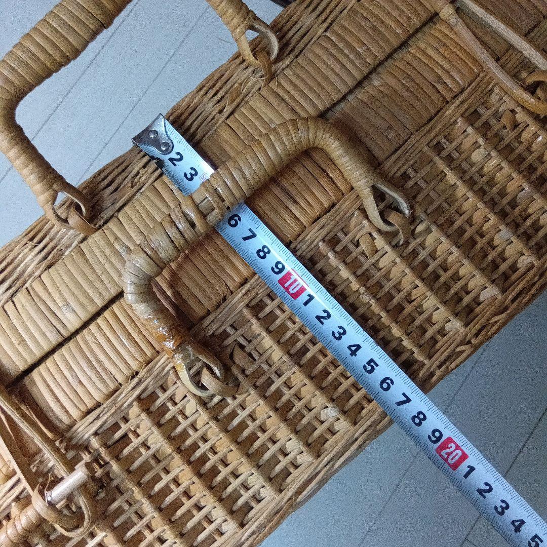 「昭和レトロ」良品 アンティーク 大型 藤製品 ピクニック バスケット