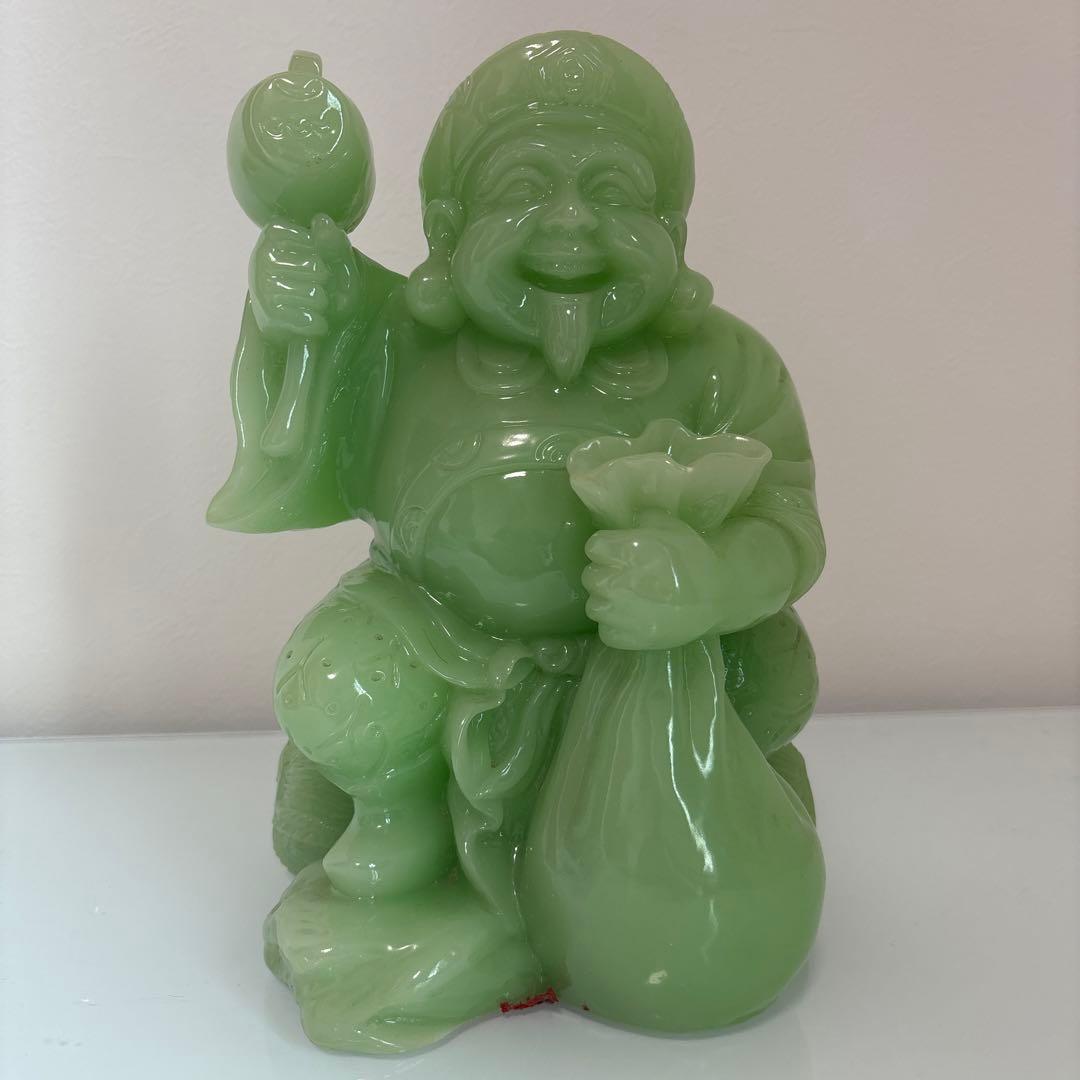 希少　大黒天　翡翠　グリーン　七福神　縁起物　置物　商売繁盛　金運 打ち出の小槌