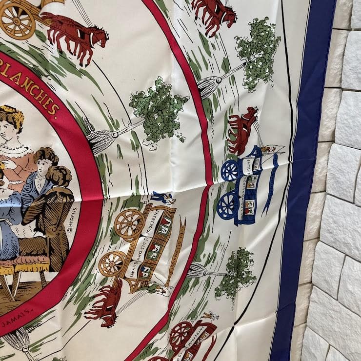 良好 エルメス HERMES シルク スカーフ フランス製 約90×90 袋入り