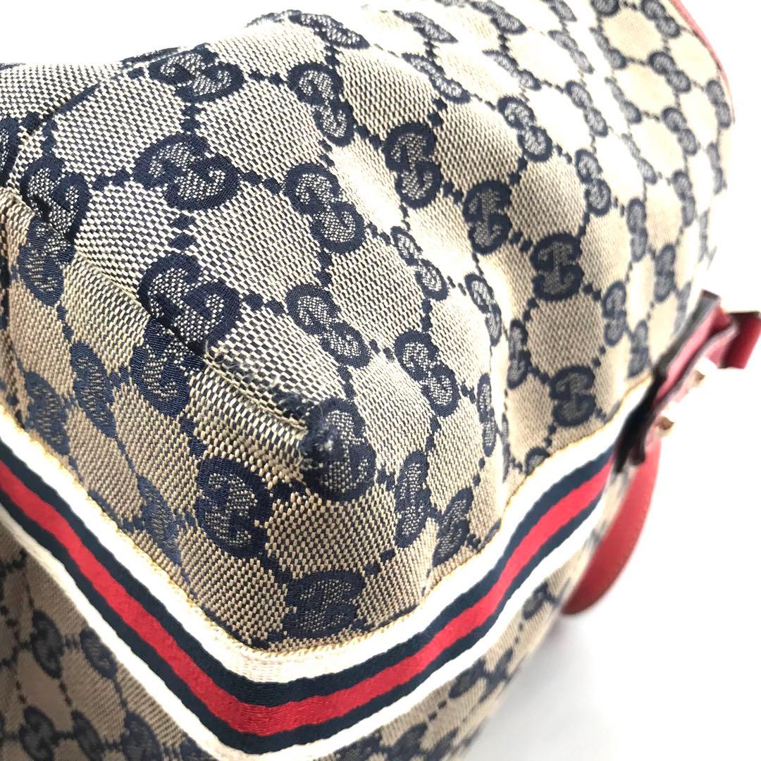 グッチ GUCCI GGトートバッグ レッド キャンバス シェリーライン